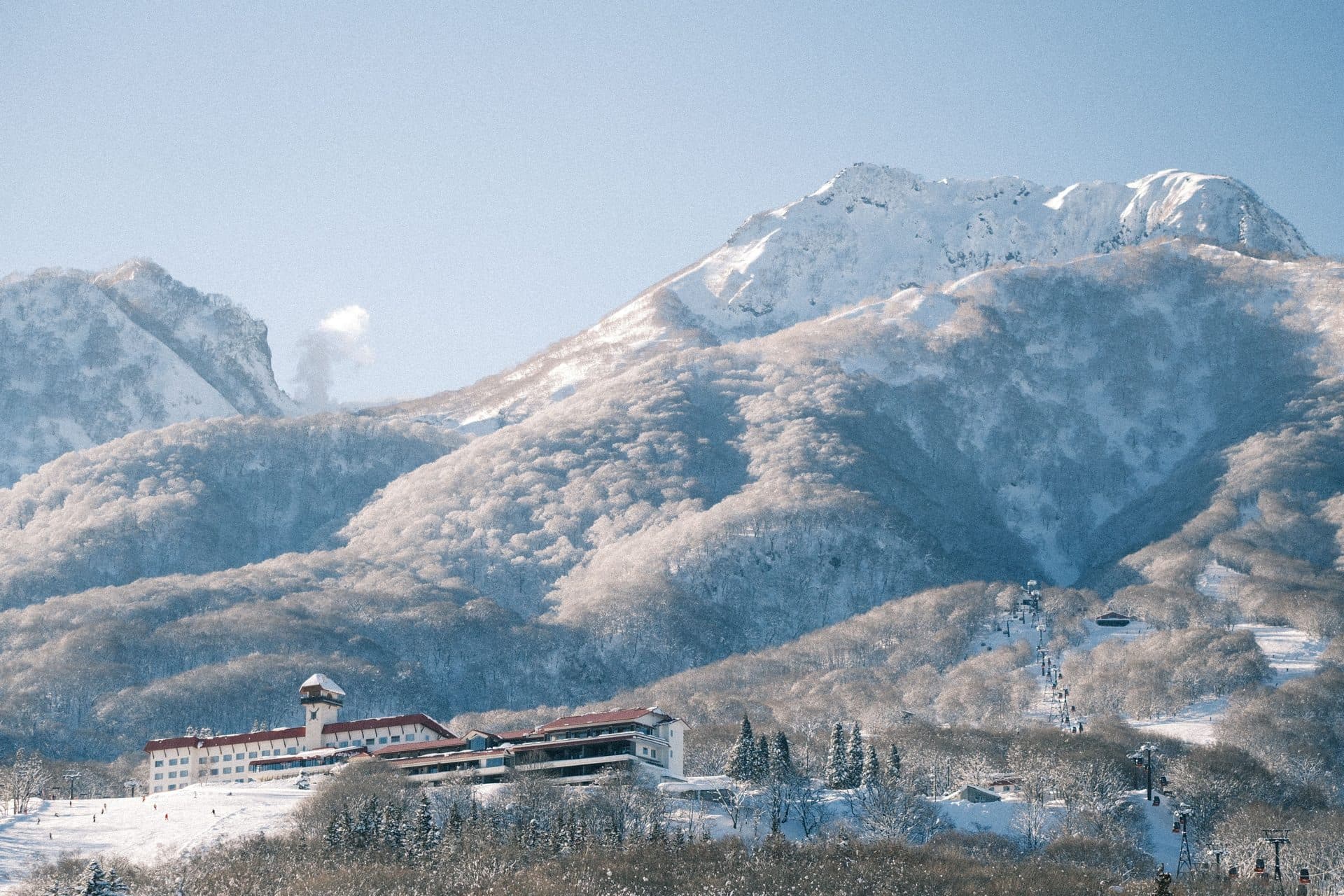 Rustic ski resort in japanese winter wonderland