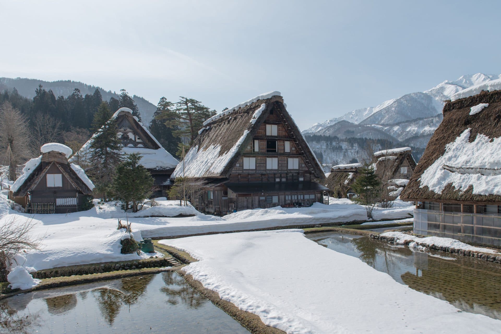 Shirakawa go in winter on sunny day