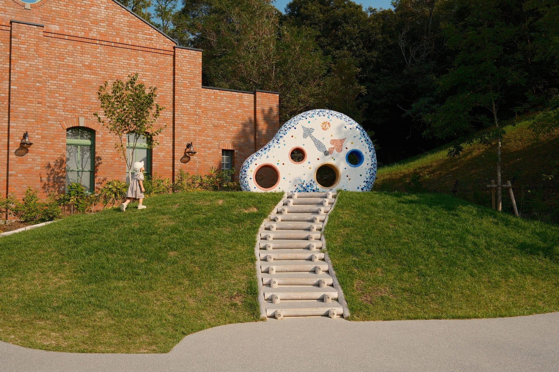 Whimsical architecture and artistic structure at Ghibli Park, Aichi