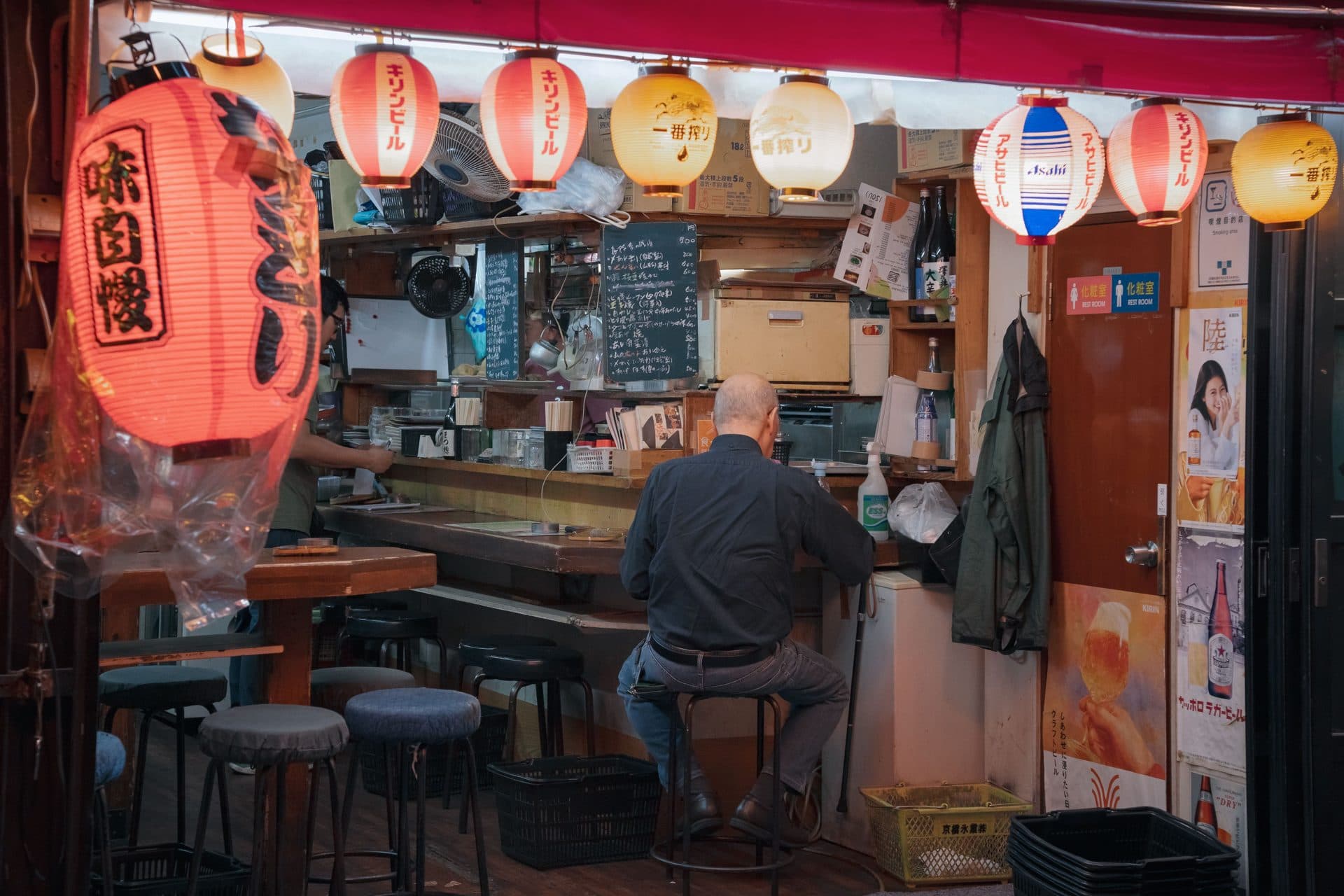 Authentic tokyo izakaya scene with lanterns