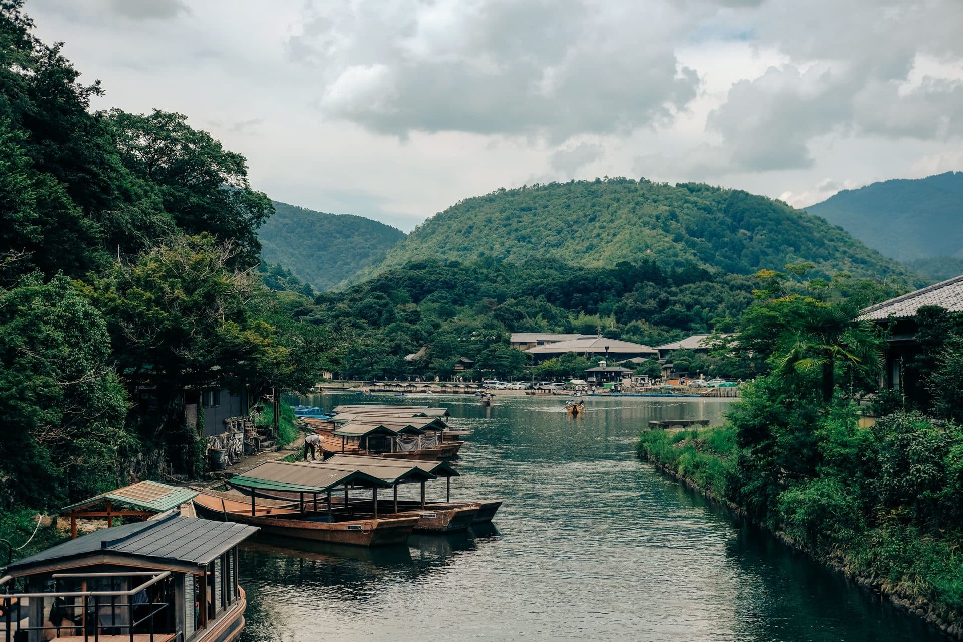 Scenic riverside in arashiyama kyoto japan