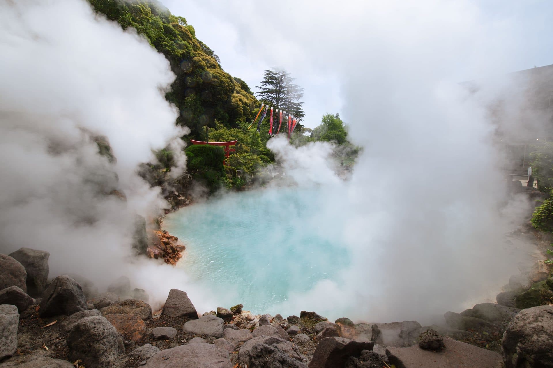 Steam from a hot spring